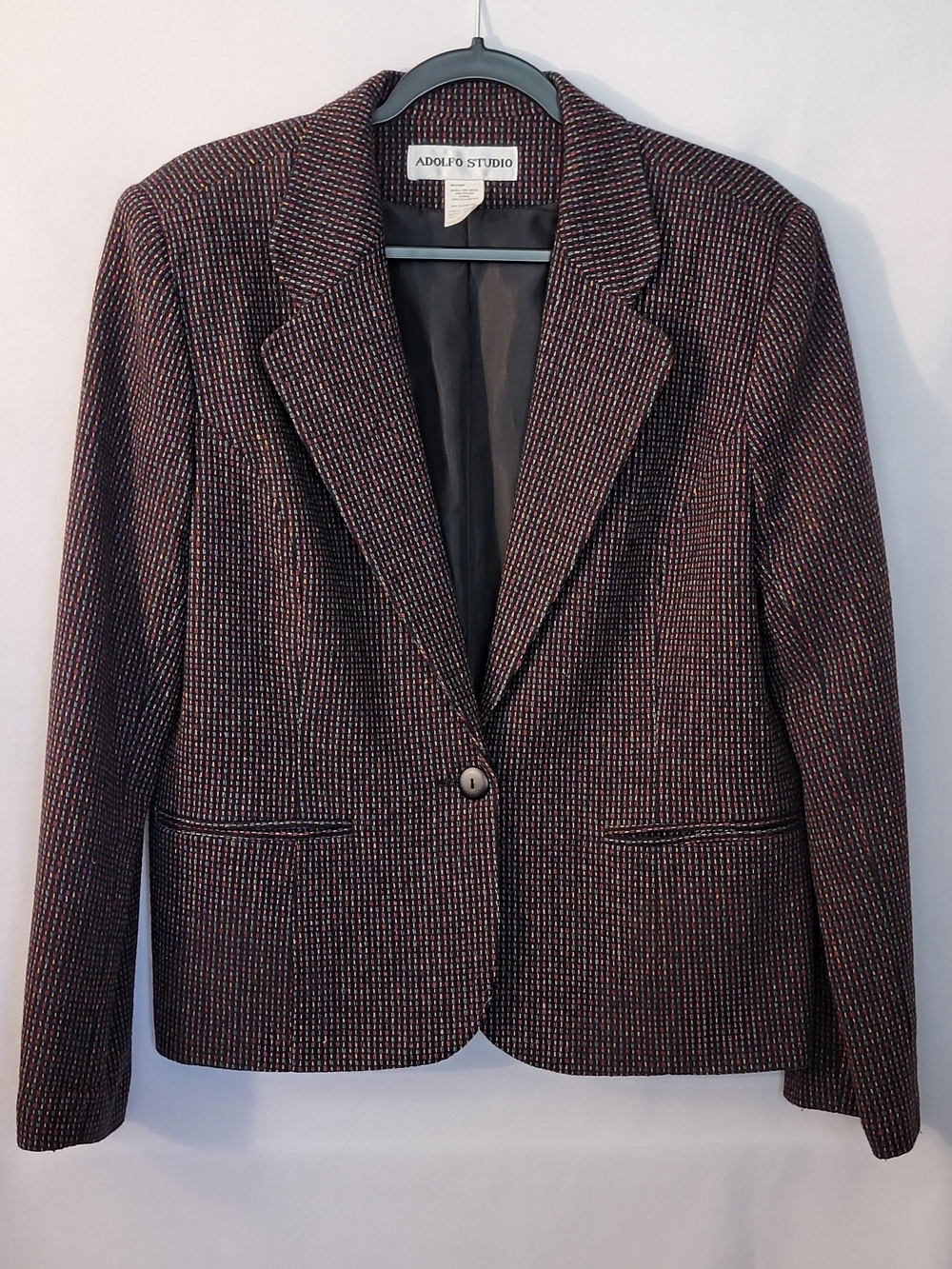 Adolfo Studio Vintage Tweed Wool Blwnd Blazer Size 14